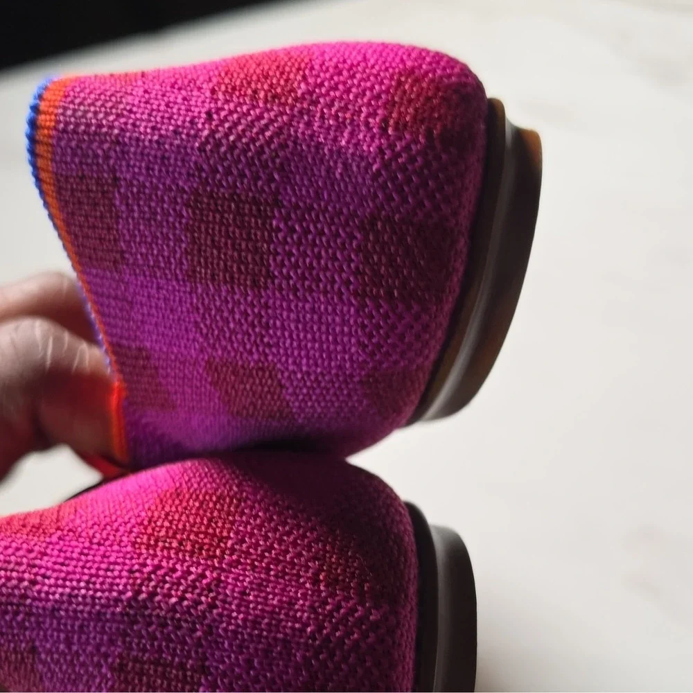 Rothy's Women's Pink Purple Orange Check Knit Slip-On Flats Pointed Toe US 9.5